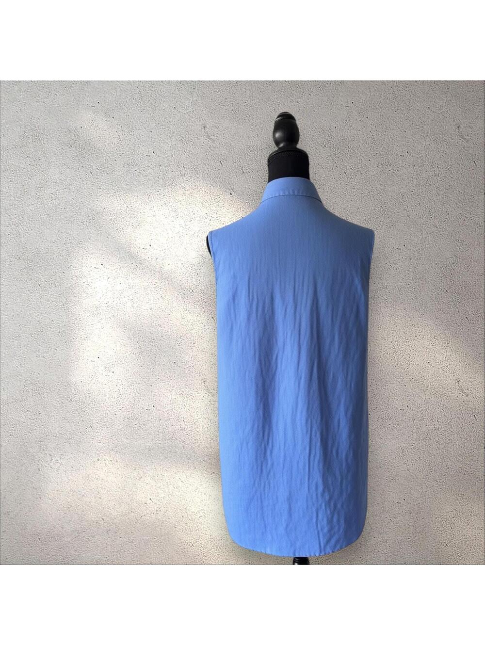 Jones New York Sleeveless Blue Button-Up Tunic Top 100% Linen - Picture 2 of 4